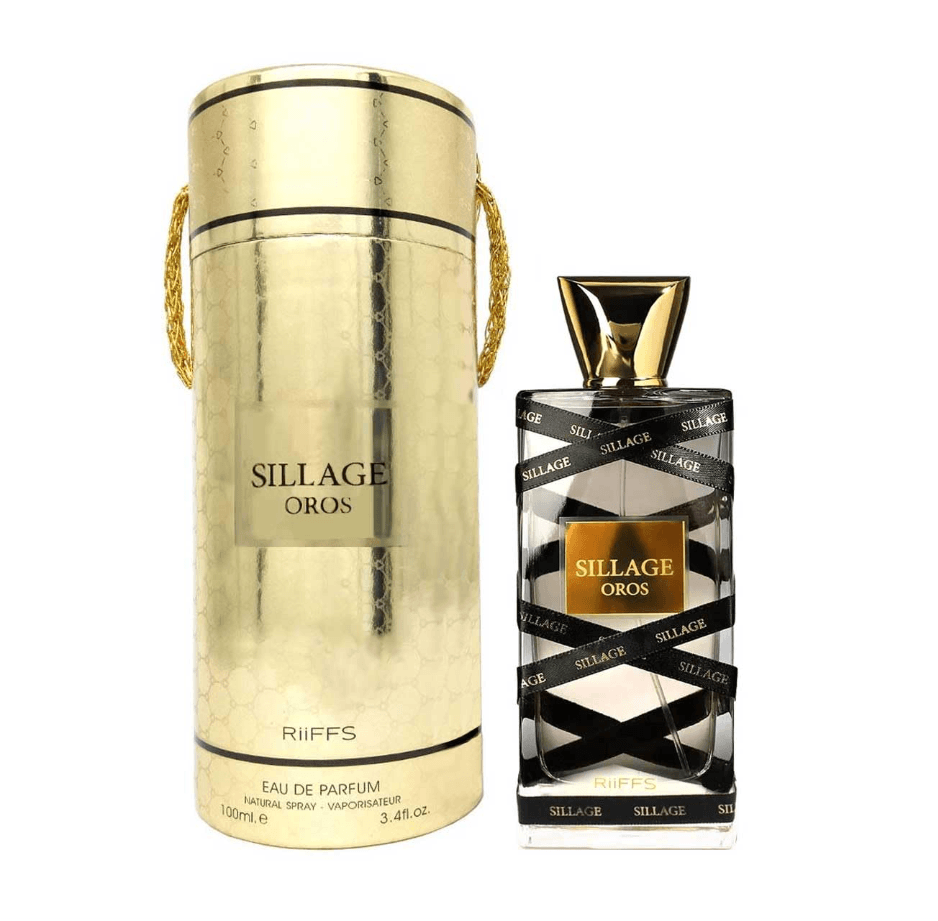 SILLAGE OROS RIIFFS unisex perfume 100ml package and bottle, luxurious Arabian-inspired fragrance.