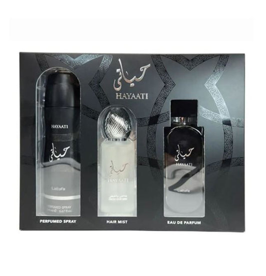 HAYAATI BLACK GIFT SET 3 PIECE BY LATTAFA FOR MEN