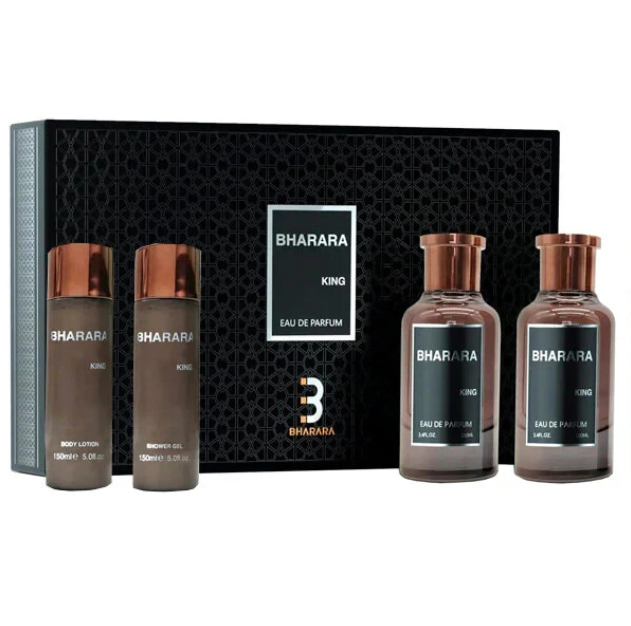 BHARARA KING GIFT SET 4 PCS FOR MEN 3.4 OZ 100ML+AFTER SHAVE+LOTION +GEL