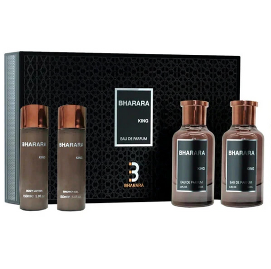 BHARARA KING GIFT SET 4 PCS FOR MEN 3.4 OZ 100ML+AFTER SHAVE+LOTION +GEL